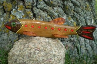 Jay Mcevers Fish Decoy Lure Fishing Folk Art Carved Wood Rod Spearing Ice Tackle
