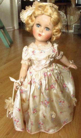 18 " Vintage Composition Arranbee Nancy Lee Doll Mohair Umbrella