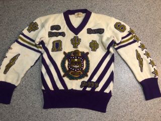 Omega Psi Phi Fraternity Vintage 1960’s 100 Wool Small Size Sweater