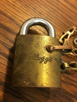 Vintage Kelloggs Company Best Padlock & Chain Collectible USA 2