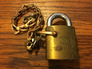 Vintage Kelloggs Company Best Padlock & Chain Collectible USA 3