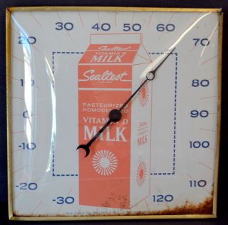 Vintage Sealtest Milk Dairy Products 12 " Pam Clock Co.  Advertising Thermometer