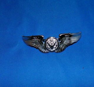 Vintage Usa Army Air Force Aviator Pilot Crew Sterling Wings Pin Badge