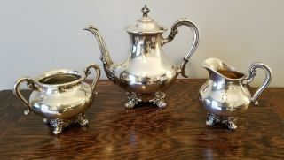 Silverplate Vintage Coffee Tea Set Reed & Barton Regent 5600 Sugar Bowl Creamer