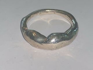 Vintage Modernist Brutalist Solid Hand Made Sterling Silver Ring Sz7.  5 Tasha?