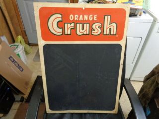 Vintage 1950 ' s Orange Crush Soda Pop Menu Chalkboard Embossed Tin Sign Made USA 2