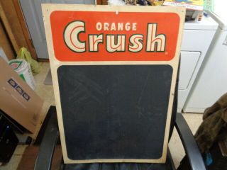 Vintage 1950 ' s Orange Crush Soda Pop Menu Chalkboard Embossed Tin Sign Made USA 6