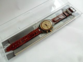 LN Vintage 1991 Men ' s Swatch SCM100 Goldfinger Chronograph Swiss Quartz Watch 2