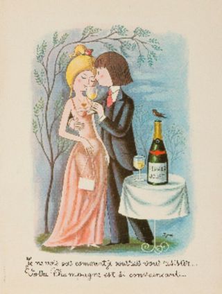 Perrier Jouet (artist: Peynet) France - Vintage Ad (posters,  Wood & Metal Signs)