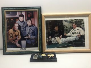 Star Trek Rare Signed Color Photos Leonard Nimoy William Shatner Young Older