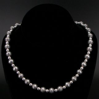 Vtg Sterling Silver Carolyn Pollack " Pearl " Bead Strand 22.  75 " Necklace - 33.  5g