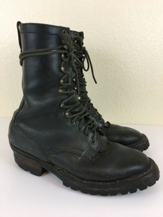 Vintage White’s Black Leather Logger Work Boots 11d