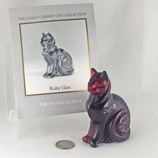 Vintage Ruby Glass Franklin Curio Cabinet Cat From Estate