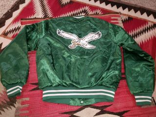 Vtg 1980s Chalk Line Philadelphia Eagles Nfl Football Satin Starter Jacket 46 L