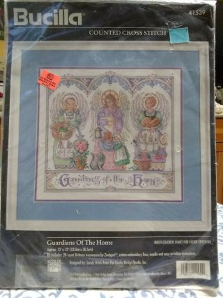 Vintage 1996 Bucilla Counted Cross Stitch Kit,  Guardians Of The Home,  41539