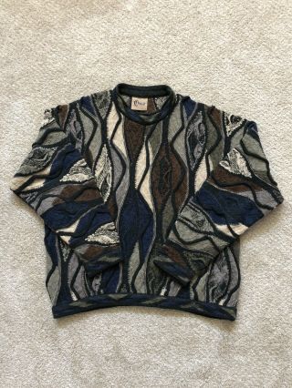 Vintage Coogi Classic Earth Tones Mercerized Cotton Knit Sweater Xl