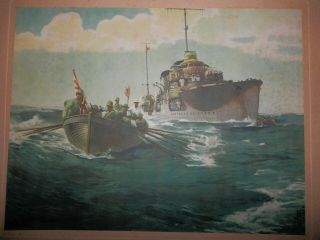 WW2 Japanese Navy strategy painting.  Japanese occupation of the Andaman Islands. 2