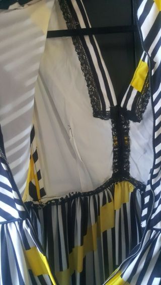 Vintage Jerry Marsch for Mardi Gras Neiman Marcus maxi black white stripe yellow 8