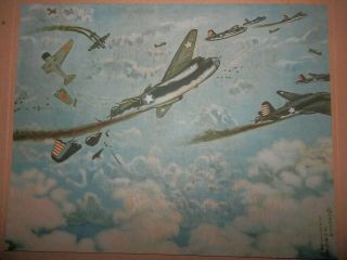 WW2 Japanese Navy strategy painting.  Invasion of Salamaua–Lae. 2