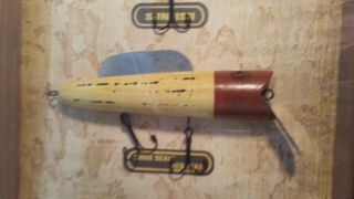 Vintage Wooden Fishing Lures In Wood Framed Shadow Box Estate Find 5