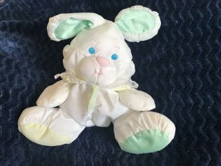 Vtg 1986 Fisher Price Baby Bunny Rabbit Puffalump W/build In Rattle 1st Edition