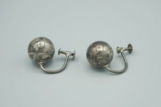Vtg Authentic Georg Jensen Sterling Silver Ball Screw Back Earrings 298