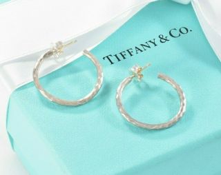 Limited Tiffany & Co Sterling Silver Paloma Picasso Hammered Hoop Earrings Rare