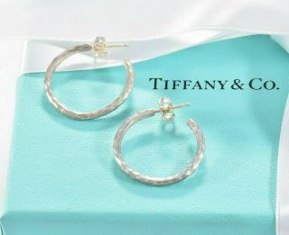 Limited Tiffany & Co Sterling Silver Paloma Picasso Hammered Hoop Earrings RARE 2
