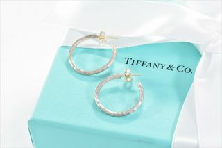 Limited Tiffany & Co Sterling Silver Paloma Picasso Hammered Hoop Earrings RARE 3