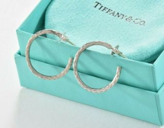 Limited Tiffany & Co Sterling Silver Paloma Picasso Hammered Hoop Earrings RARE 8