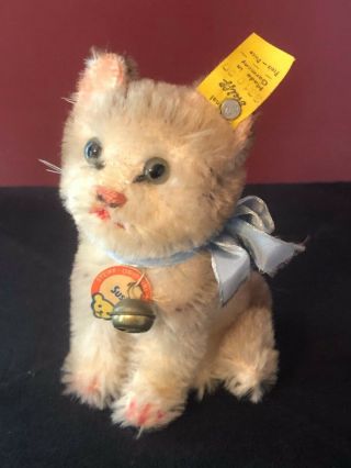 Vintage 1960s Steiff Susi 4 " Cat W/ Chest Tag & Ear Tag 3310.  00