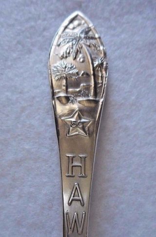 Sterling Souvenir Spoon Hawaii & Palm Tree Handle,  Ca.  1950