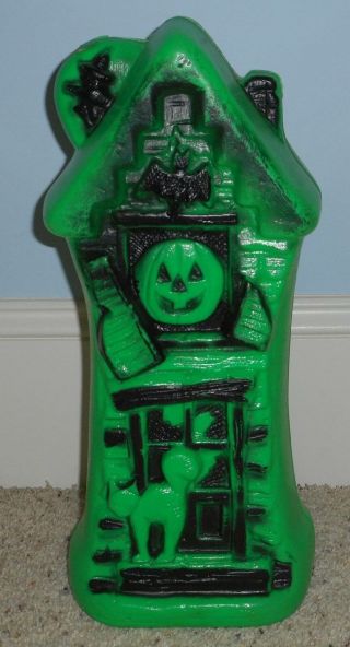 Vintage Green Haunted House Halloween Blow Mold Decoration