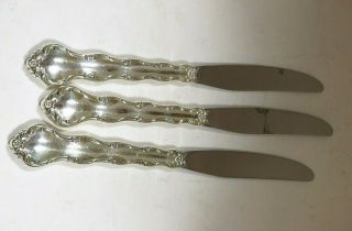 Set of 3 Reed and Barton Tara Sterling Handle Dinner Knives No Monogram 9 - 1/8 