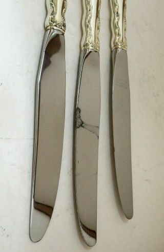 Set of 3 Reed and Barton Tara Sterling Handle Dinner Knives No Monogram 9 - 1/8 