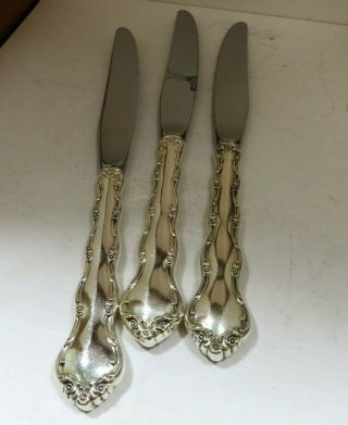 Set of 3 Reed and Barton Tara Sterling Handle Dinner Knives No Monogram 9 - 1/8 