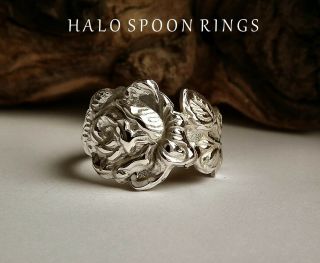 Very Pretty Silver Spoon Ring With Rose Detail The Perfect Gift Idea