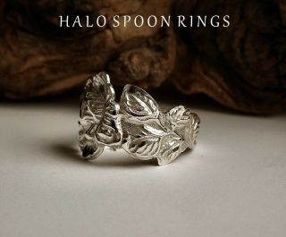 VERY PRETTY SILVER SPOON RING WITH ROSE DETAIL THE PERFECT GIFT IDEA 2