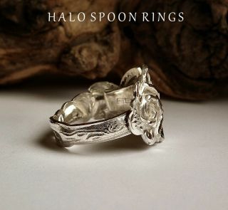 VERY PRETTY SILVER SPOON RING WITH ROSE DETAIL THE PERFECT GIFT IDEA 3