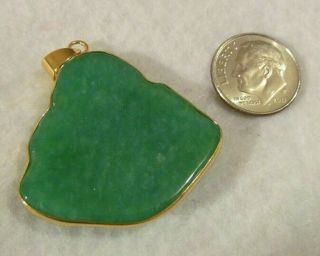 VINTAGE ? CARVED GREEN JADE Buddha INTAGLIO GOLD Pendant. 7