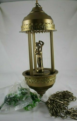 Vintage 17 " Oil Rain Goddess Hanging Swag Lamp W/ Chain & Hooks - Open Box