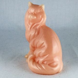 Vintage Pink Alabaster Franklin Curio Cabinet Cat from Estate 2