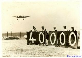 Press Photo: Celebration Luftwaffe Ju - 88 Bomber Lands For Units 40,  000 Mission