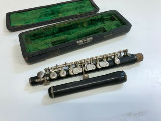 Vintage H Bettoney Wood Piccolo Musical Instrument Antique Case American