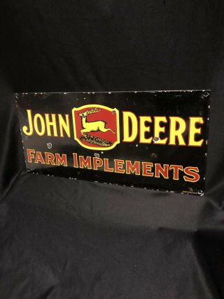 Vintage John Deere Farm Implement Porcelain Enamel Dealer Sign