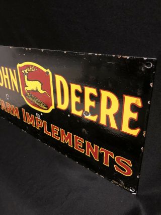 VINTAGE JOHN DEERE FARM IMPLEMENT PORCELAIN ENAMEL DEALER SIGN 4