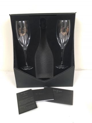 Vintage 2002 Set Of 2 Dom Perignon Champagne Logo Flutes Glasses 9 1/8 "