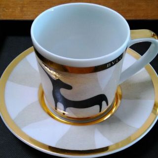 Bvlgari Porcelain Espresso Cup Saucer Tableware Dish Plate Ornament Auth Rare