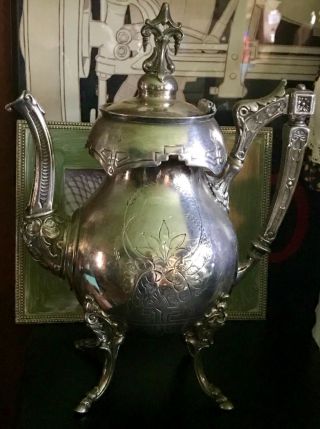 Vintage Wilcox Ornate Quadruple - Plate Silver Plate Co.  Etched Floral Teapot