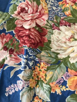 Vintage Retired Ralph Lauren Melissa Blue Queen Fitted Sheet Floral Bedding Rose